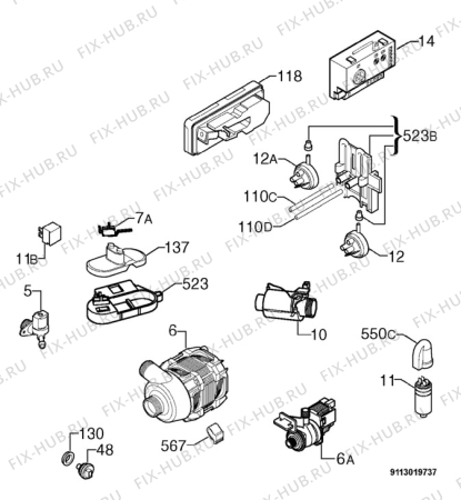 Взрыв-схема посудомоечной машины Zanussi ZDF250 - Схема узла Electrical equipment 268